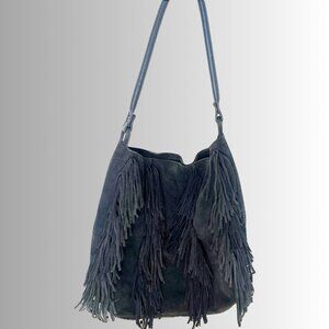 Topshop Black Suede Fringe Bag — Boho Chic, Gently Loved